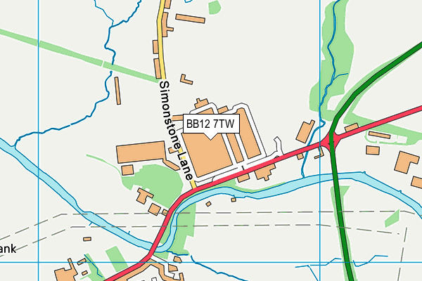 BB12 7TW map - OS VectorMap District (Ordnance Survey)