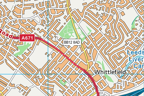 BB12 8AD map - OS VectorMap District (Ordnance Survey)
