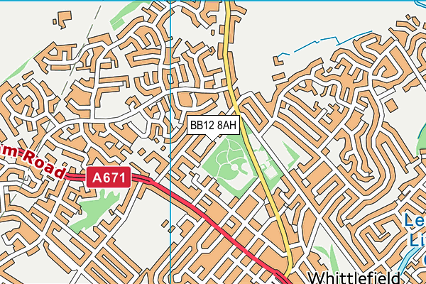 BB12 8AH map - OS VectorMap District (Ordnance Survey)