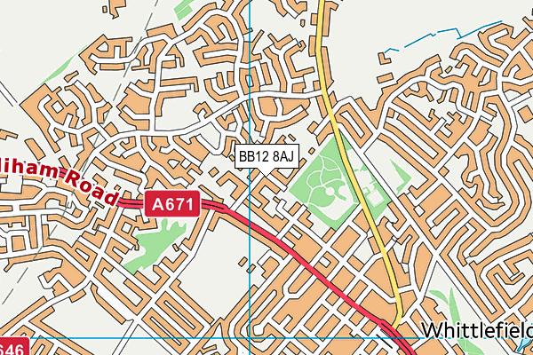 BB12 8AJ map - OS VectorMap District (Ordnance Survey)