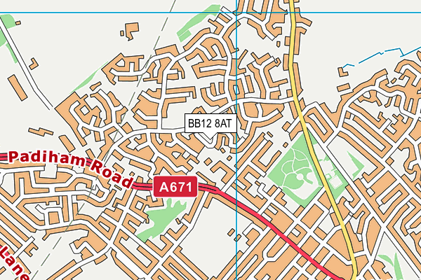 BB12 8AT map - OS VectorMap District (Ordnance Survey)