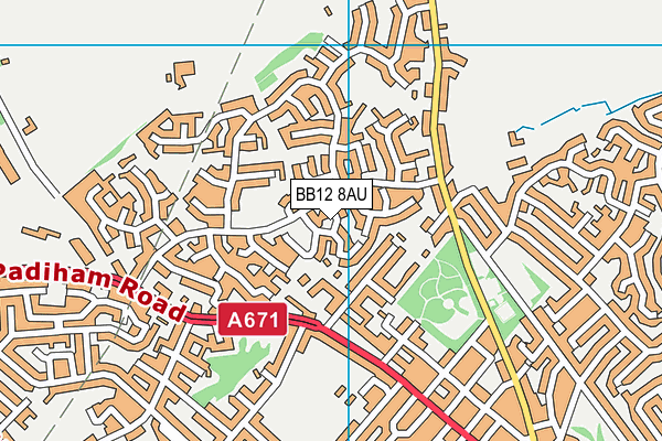 BB12 8AU map - OS VectorMap District (Ordnance Survey)