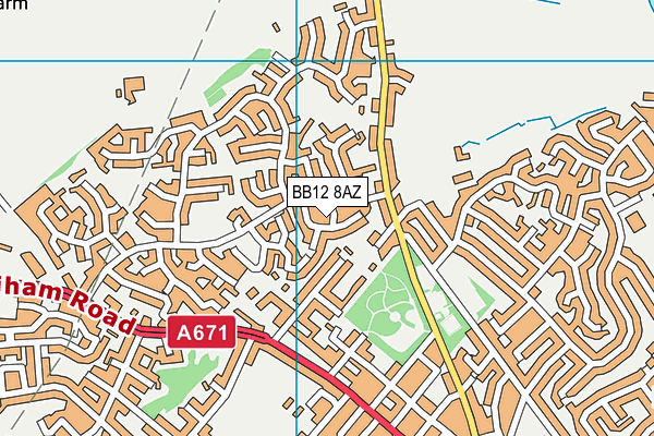 BB12 8AZ map - OS VectorMap District (Ordnance Survey)