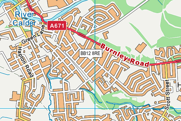 BB12 8RE map - OS VectorMap District (Ordnance Survey)