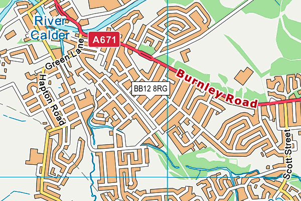 BB12 8RG map - OS VectorMap District (Ordnance Survey)