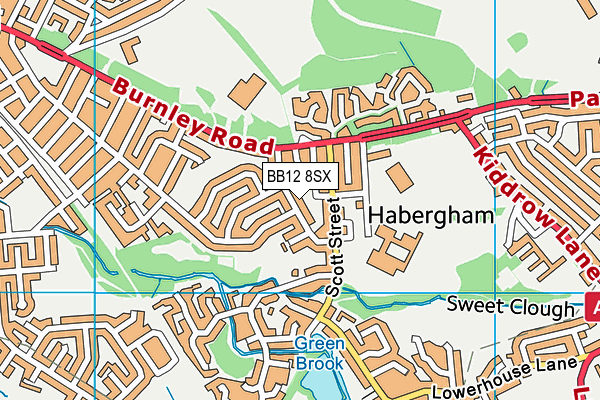 BB12 8SX map - OS VectorMap District (Ordnance Survey)