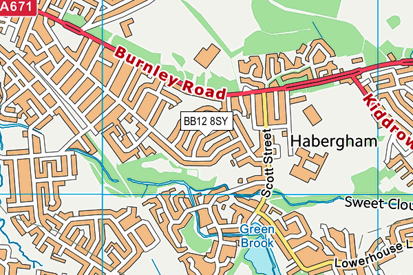 BB12 8SY map - OS VectorMap District (Ordnance Survey)