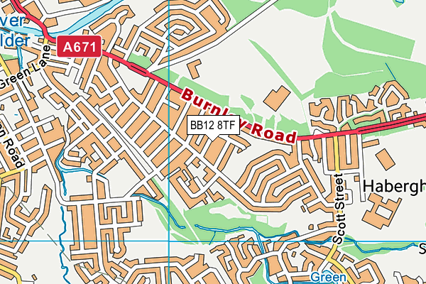 BB12 8TF map - OS VectorMap District (Ordnance Survey)