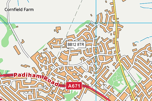BB12 8TR map - OS VectorMap District (Ordnance Survey)