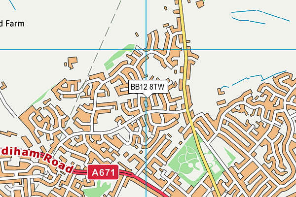BB12 8TW map - OS VectorMap District (Ordnance Survey)