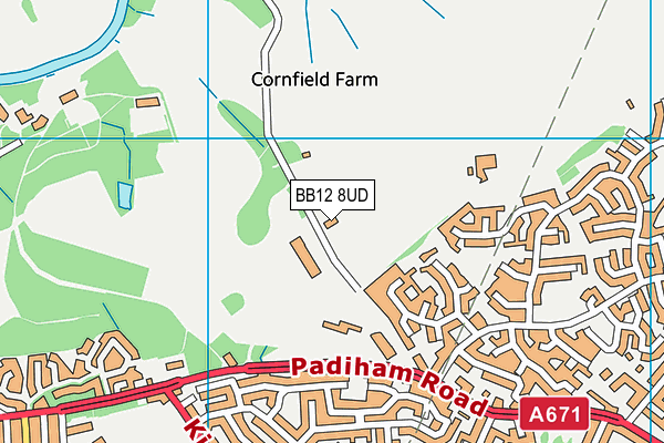 BB12 8UD map - OS VectorMap District (Ordnance Survey)