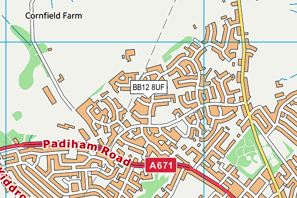 BB12 8UF map - OS VectorMap District (Ordnance Survey)