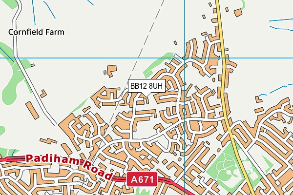 BB12 8UH map - OS VectorMap District (Ordnance Survey)