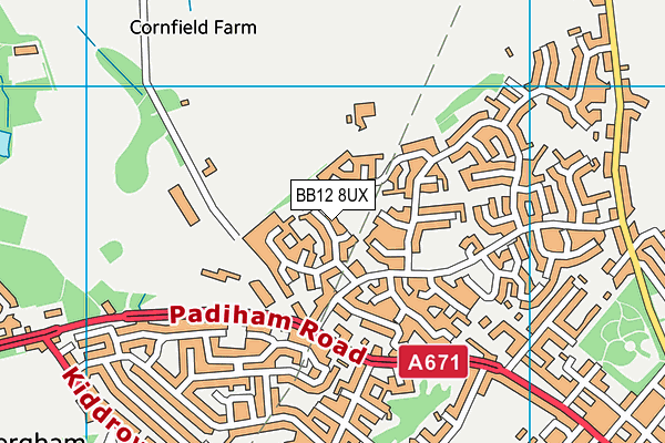 BB12 8UX map - OS VectorMap District (Ordnance Survey)