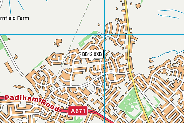 BB12 8XB map - OS VectorMap District (Ordnance Survey)