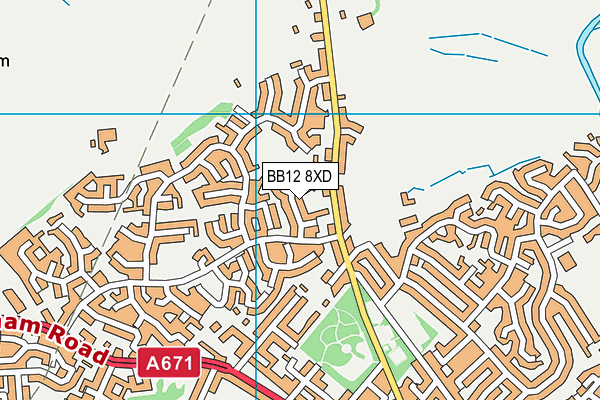 BB12 8XD map - OS VectorMap District (Ordnance Survey)