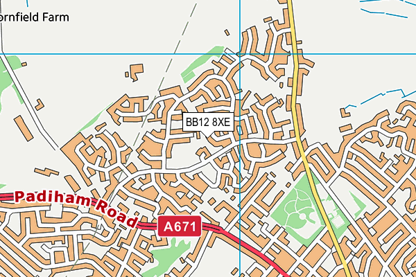 BB12 8XE map - OS VectorMap District (Ordnance Survey)