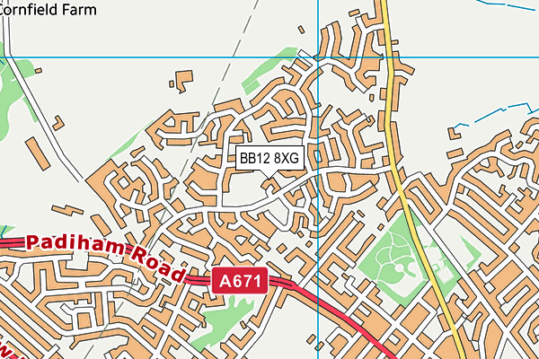 BB12 8XG map - OS VectorMap District (Ordnance Survey)