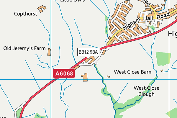 BB12 9BA map - OS VectorMap District (Ordnance Survey)