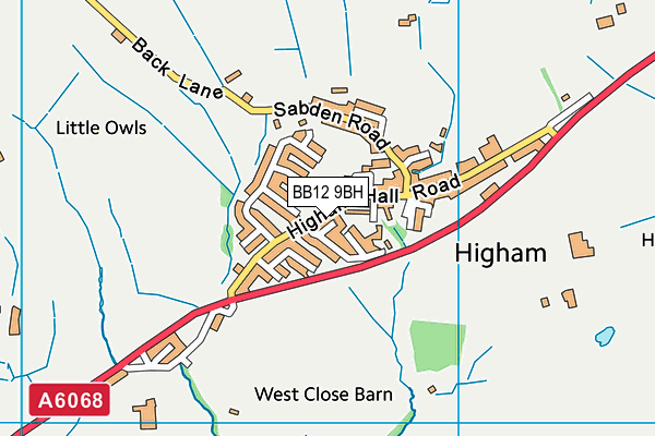 BB12 9BH map - OS VectorMap District (Ordnance Survey)