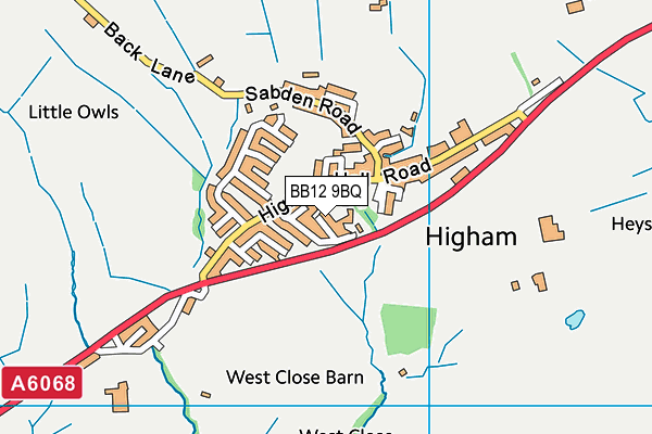 BB12 9BQ map - OS VectorMap District (Ordnance Survey)