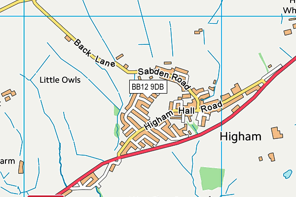 BB12 9DB map - OS VectorMap District (Ordnance Survey)