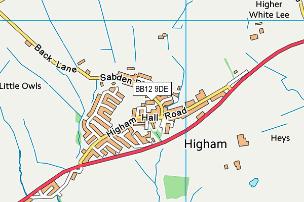 BB12 9DE map - OS VectorMap District (Ordnance Survey)