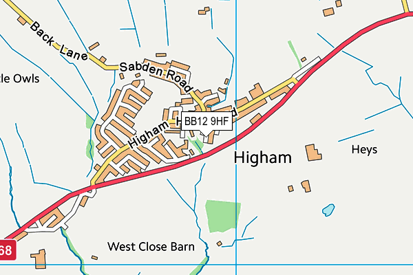 BB12 9HF map - OS VectorMap District (Ordnance Survey)