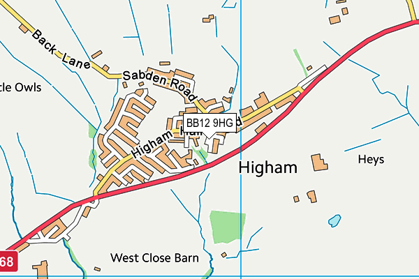 BB12 9HG map - OS VectorMap District (Ordnance Survey)