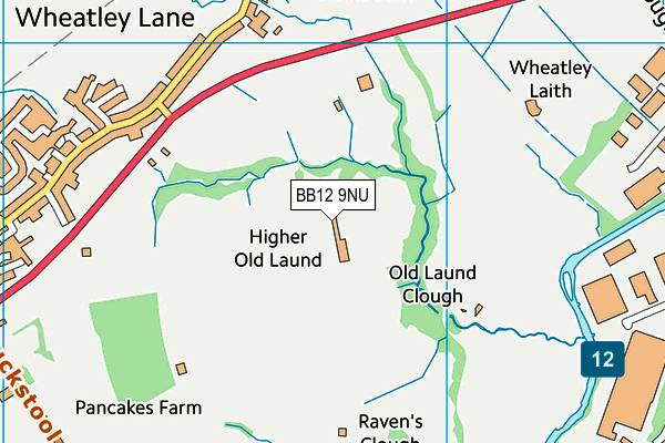 BB12 9NU map - OS VectorMap District (Ordnance Survey)