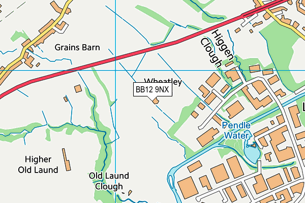 BB12 9NX map - OS VectorMap District (Ordnance Survey)