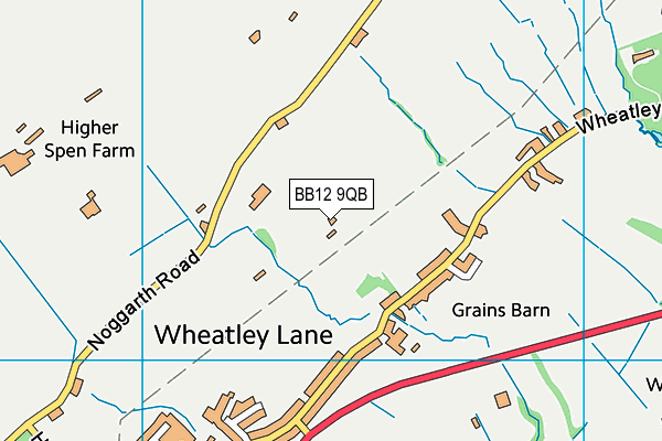 BB12 9QB map - OS VectorMap District (Ordnance Survey)