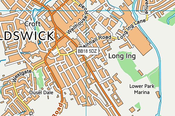 BB18 5DZ map - OS VectorMap District (Ordnance Survey)