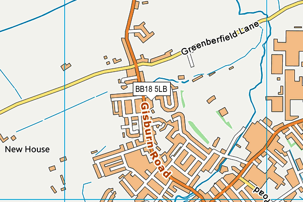 BB18 5LB map - OS VectorMap District (Ordnance Survey)