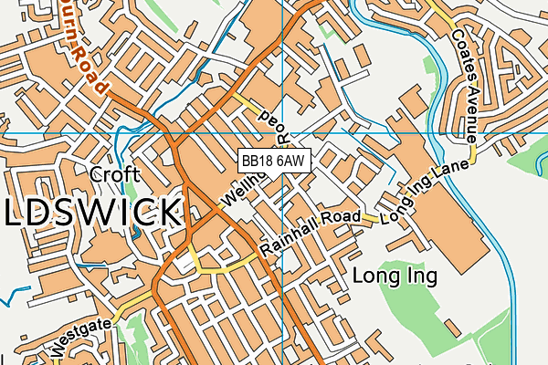 BB18 6AW map - OS VectorMap District (Ordnance Survey)