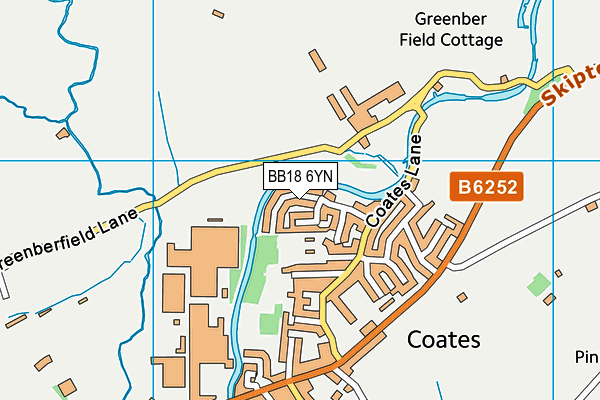 BB18 6YN map - OS VectorMap District (Ordnance Survey)