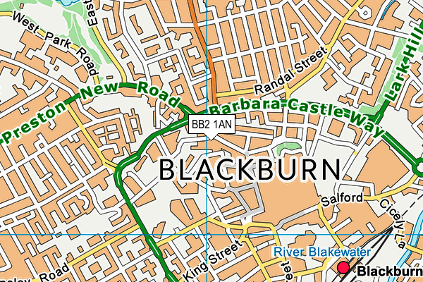 BB2 1AN map - OS VectorMap District (Ordnance Survey)