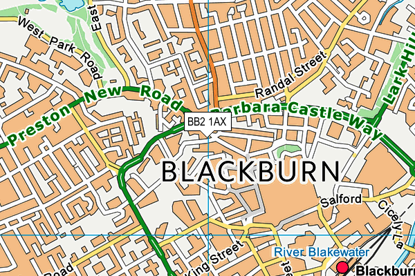 BB2 1AX map - OS VectorMap District (Ordnance Survey)