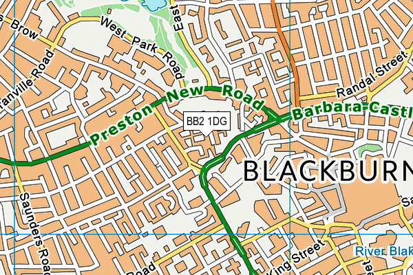 BB2 1DG map - OS VectorMap District (Ordnance Survey)