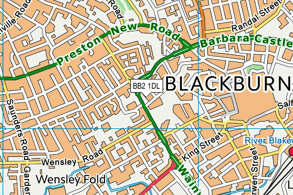 BB2 1DL map - OS VectorMap District (Ordnance Survey)