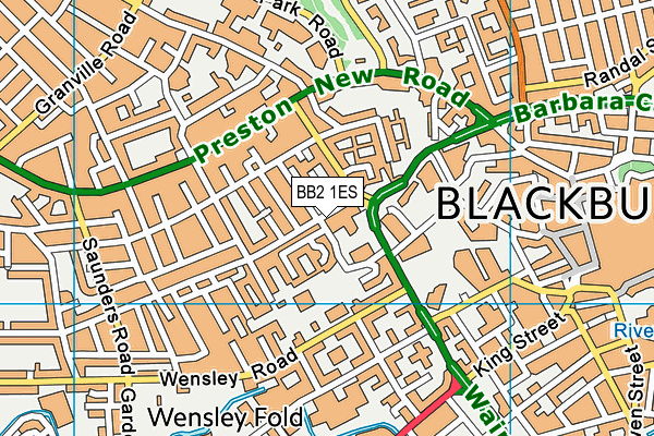 BB2 1ES map - OS VectorMap District (Ordnance Survey)