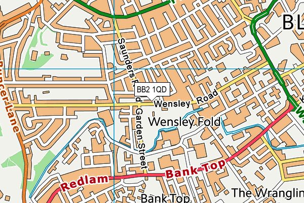 BB2 1QD map - OS VectorMap District (Ordnance Survey)