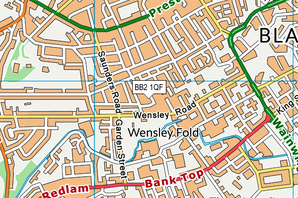 BB2 1QF map - OS VectorMap District (Ordnance Survey)