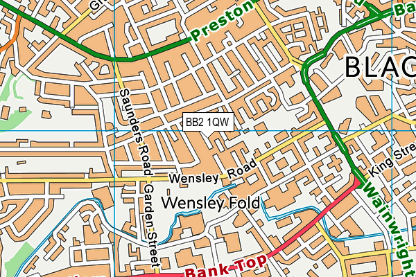 BB2 1QW map - OS VectorMap District (Ordnance Survey)