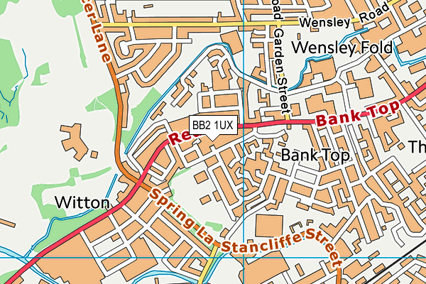 BB2 1UX map - OS VectorMap District (Ordnance Survey)