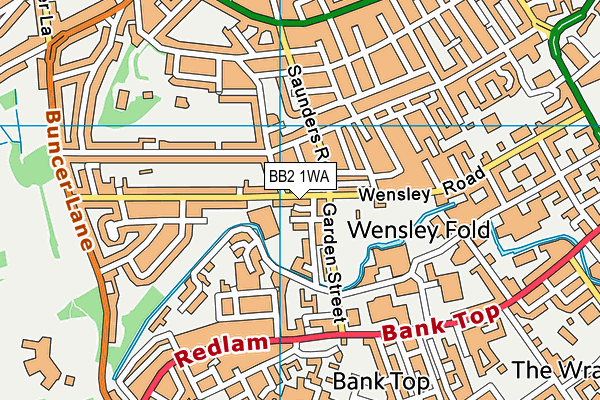 BB2 1WA map - OS VectorMap District (Ordnance Survey)