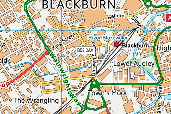 BB2 2AX map - OS VectorMap District (Ordnance Survey)