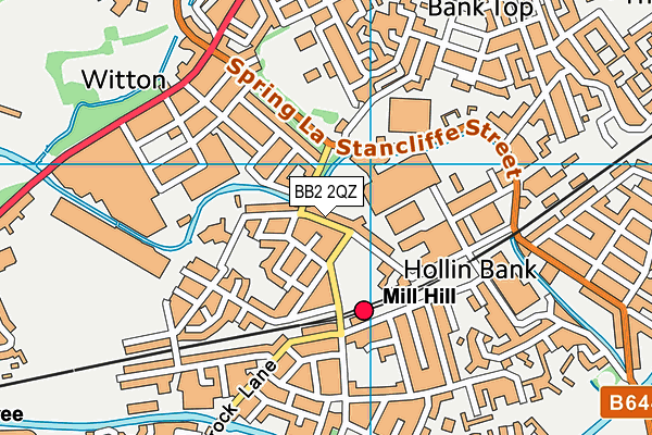 Mill Hill St Peters Football Club map (BB2 2QZ) - OS VectorMap District (Ordnance Survey)
