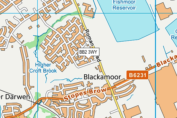 BB2 3WY map - OS VectorMap District (Ordnance Survey)