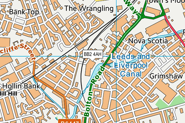 BB2 4AH map - OS VectorMap District (Ordnance Survey)